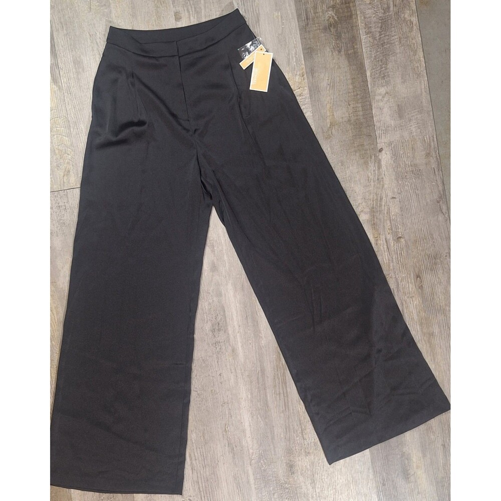 Michael Kors Black Satin Wide Leg Dress Pants Women’s Size 2 NWT High Rise